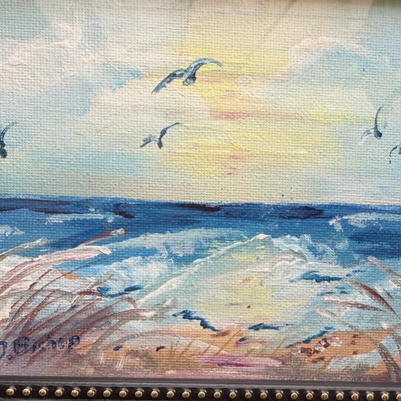 Original Art Painting Framed Beach Seascape - Picture 2 of 3